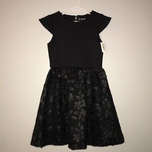 NEW kidpik Black Dress with Floral Bottom